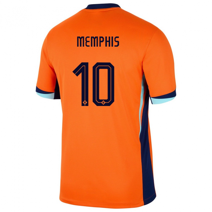 Dame Nederland Memphis Depay #10 Oransje Hjemmetrøye Drakt Trøye 24-26 Skjorter T-Skjorte