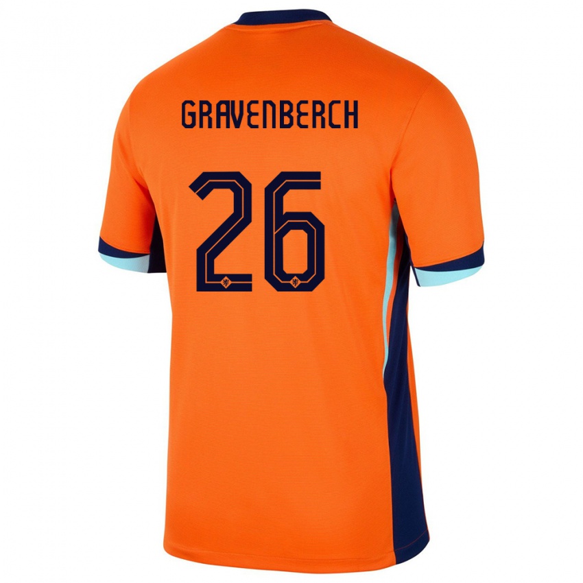 Dame Nederland Ryan Gravenberch #26 Oransje Hjemmetrøye Drakt Trøye 24-26 Skjorter T-Skjorte