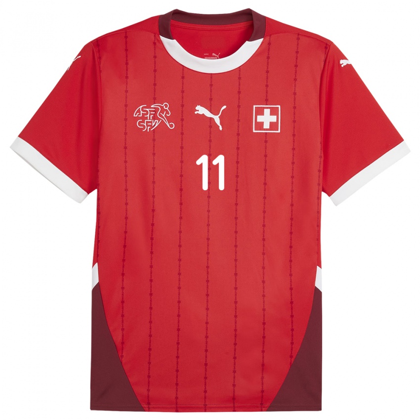 Dame Sveits Renato Steffen #11 Rød Hjemmetrøye Drakt Trøye 24-26 Skjorter T-Skjorte