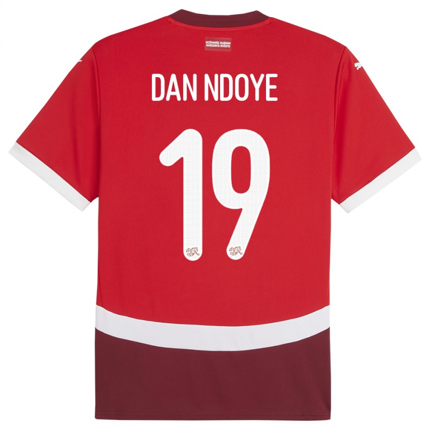 Dame Sveits Dan Ndoye #19 Rød Hjemmetrøye Drakt Trøye 24-26 Skjorter T-Skjorte