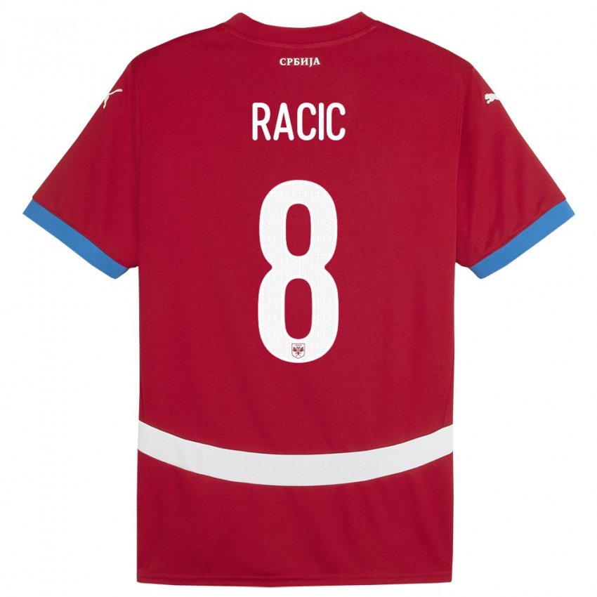 Dame Serbia Uros Racic #8 Rød Hjemmetrøye Drakt Trøye 24-26 Skjorter T-Skjorte