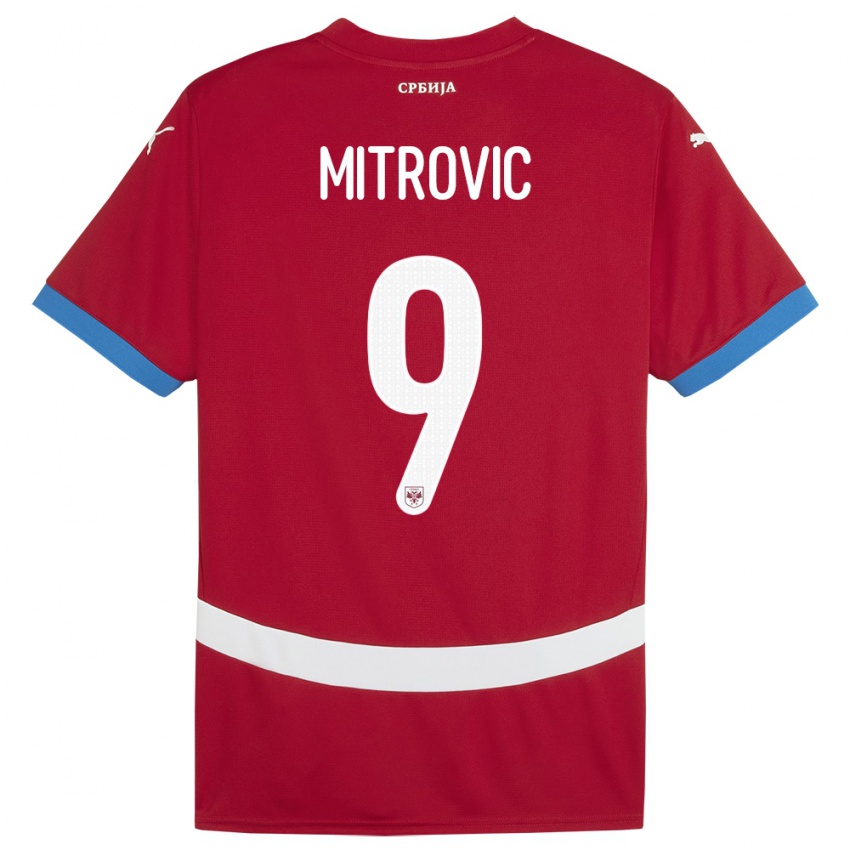 Dame Serbia Aleksandar Mitrovic #9 Rød Hjemmetrøye Drakt Trøye 24-26 Skjorter T-Skjorte