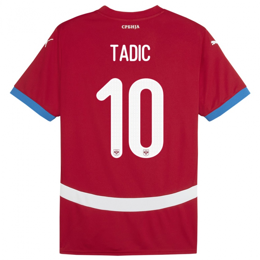 Dame Serbia Dusan Tadic #10 Rød Hjemmetrøye Drakt Trøye 24-26 Skjorter T-Skjorte