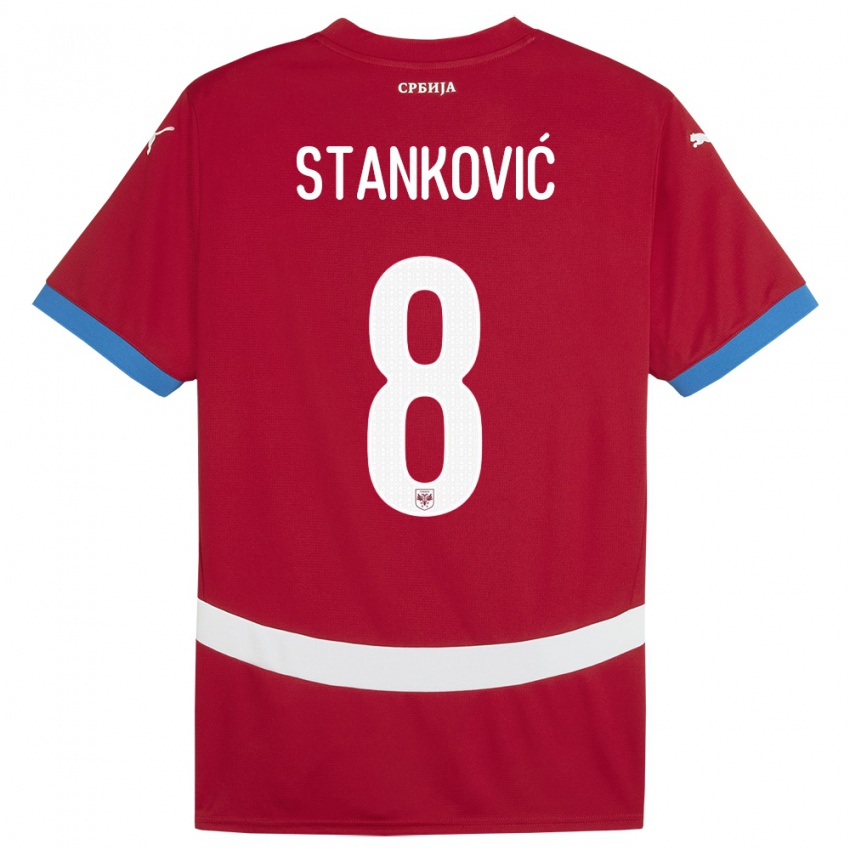 Dame Serbia Aleksandar Stankovic #8 Rød Hjemmetrøye Drakt Trøye 24-26 Skjorter T-Skjorte