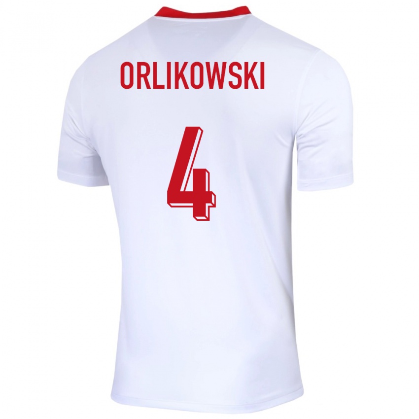 Dame Polen Igor Orlikowski #4 Hvit Hjemmetrøye Drakt Trøye 24-26 Skjorter T-Skjorte