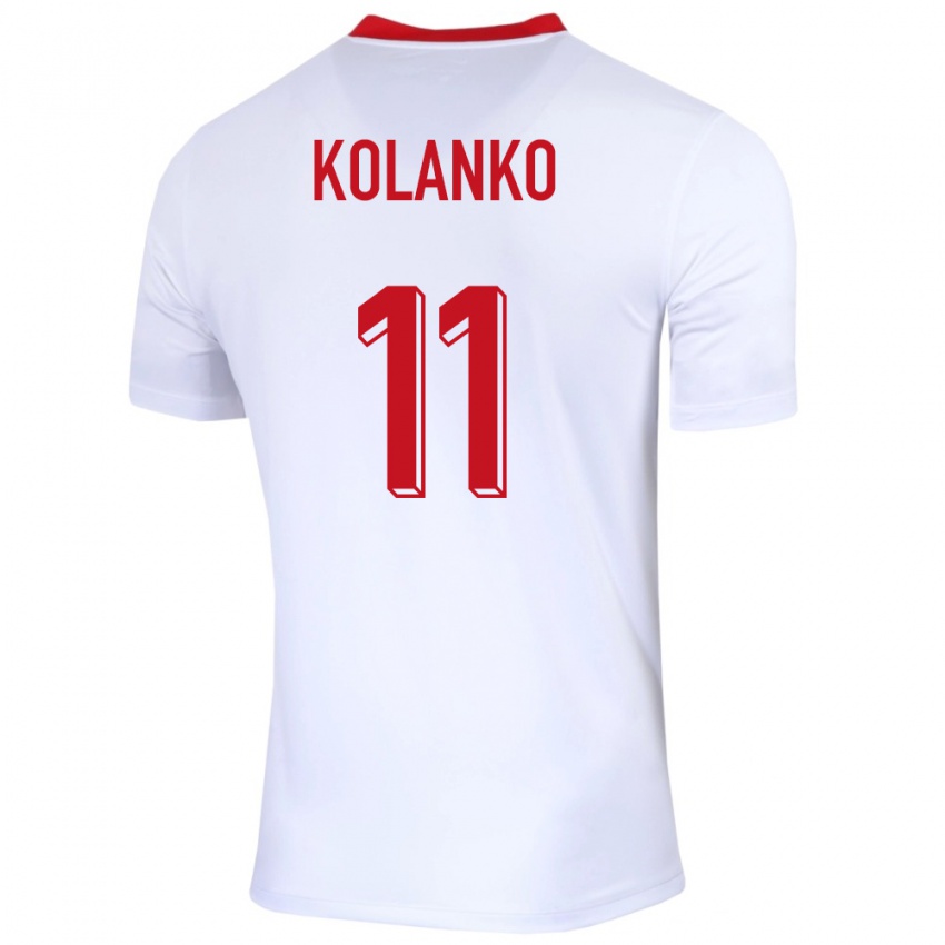 Dame Polen Krzysztof Kolanko #11 Hvit Hjemmetrøye Drakt Trøye 24-26 Skjorter T-Skjorte
