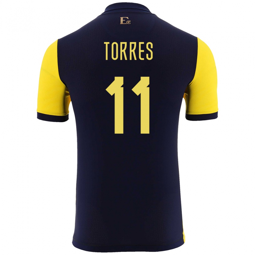 Dame Ecuador Ambar Torres #11 Gul Hjemmetrøye Drakt Trøye 24-26 Skjorter T-Skjorte