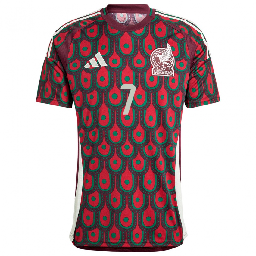 Dame Mexico Luis Romo #7 Rødbrun Hjemmetrøye Drakt Trøye 24-26 Skjorter T-Skjorte