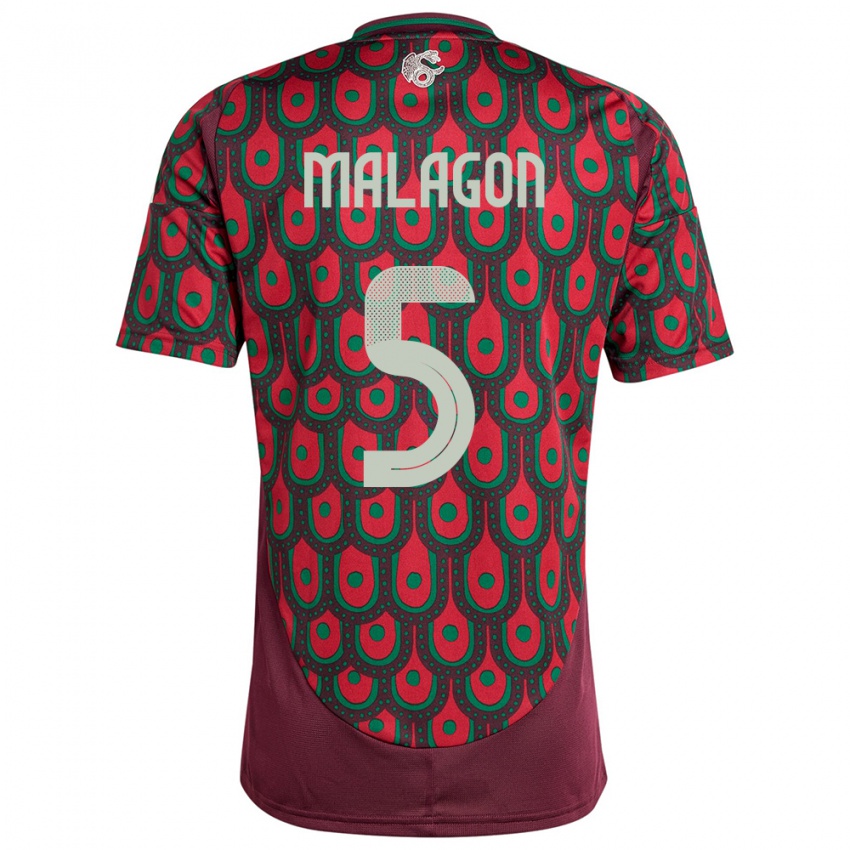 Dame Mexico Luis Malagon #5 Rødbrun Hjemmetrøye Drakt Trøye 24-26 Skjorter T-Skjorte
