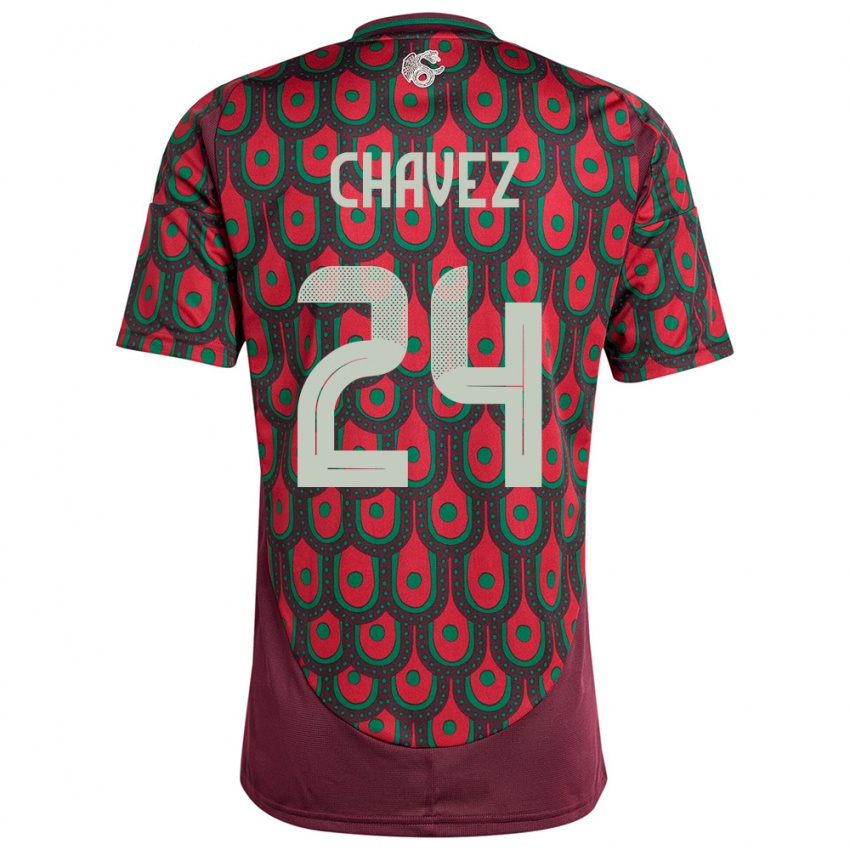 Dame Mexico Luis Chavez #24 Rødbrun Hjemmetrøye Drakt Trøye 24-26 Skjorter T-Skjorte