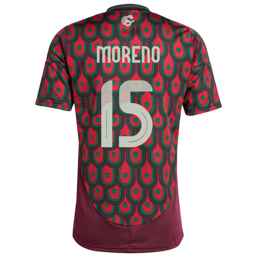 Dame Mexico Hector Moreno #15 Rødbrun Hjemmetrøye Drakt Trøye 24-26 Skjorter T-Skjorte