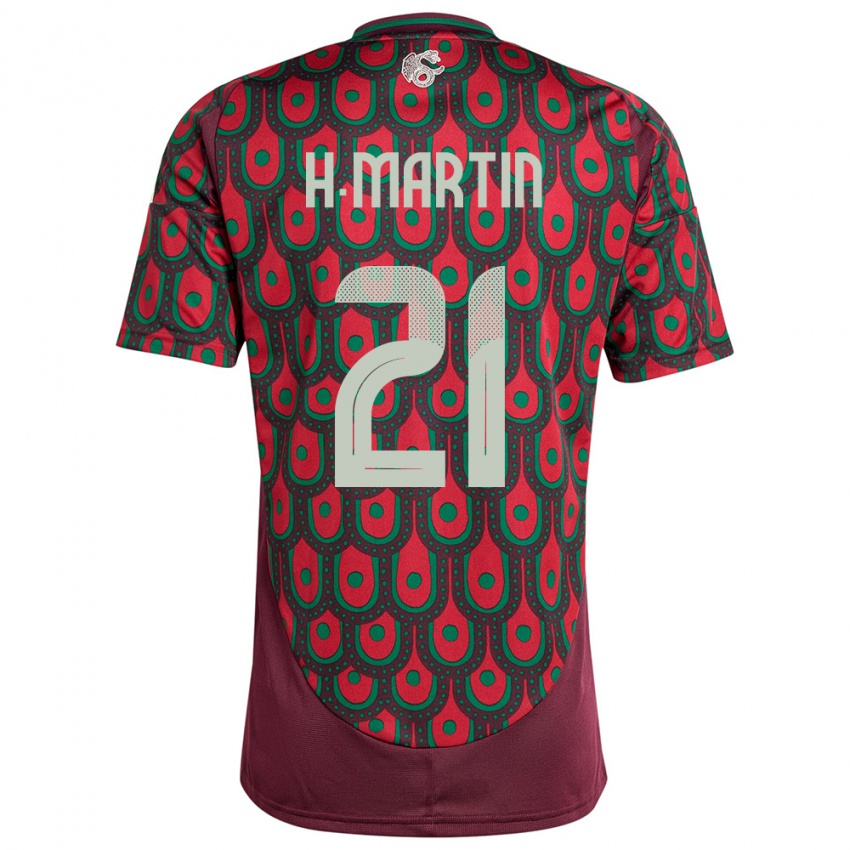 Dame Mexico Henry Martin #21 Rødbrun Hjemmetrøye Drakt Trøye 24-26 Skjorter T-Skjorte