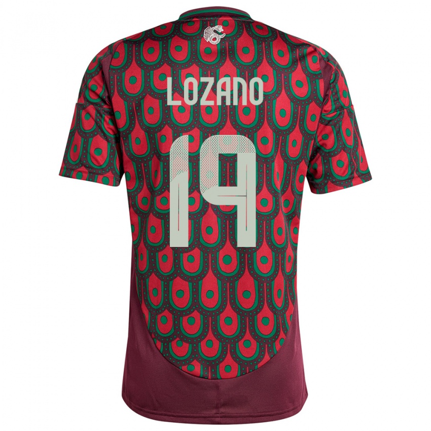 Dame Mexico Esteban Lozano #19 Rødbrun Hjemmetrøye Drakt Trøye 24-26 Skjorter T-Skjorte