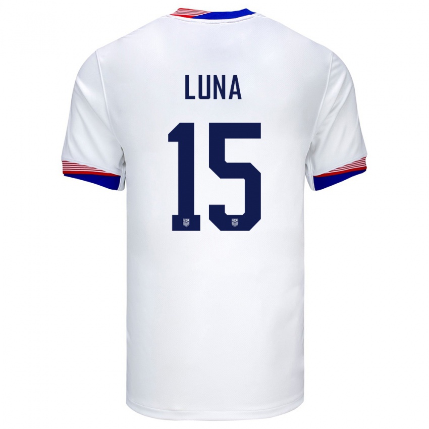 Dame Usa Diego Luna #15 Hvit Hjemmetrøye Drakt Trøye 24-26 Skjorter T-Skjorte