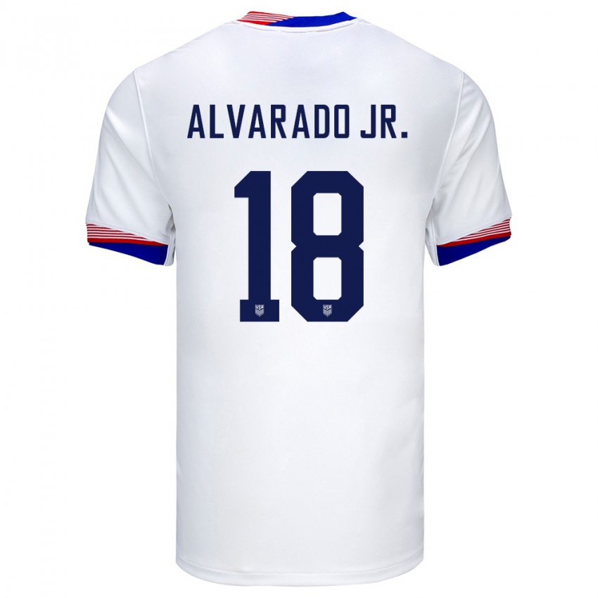 Dame Usa Alejandro Alvarado Jr #18 Hvit Hjemmetrøye Drakt Trøye 24-26 Skjorter T-Skjorte