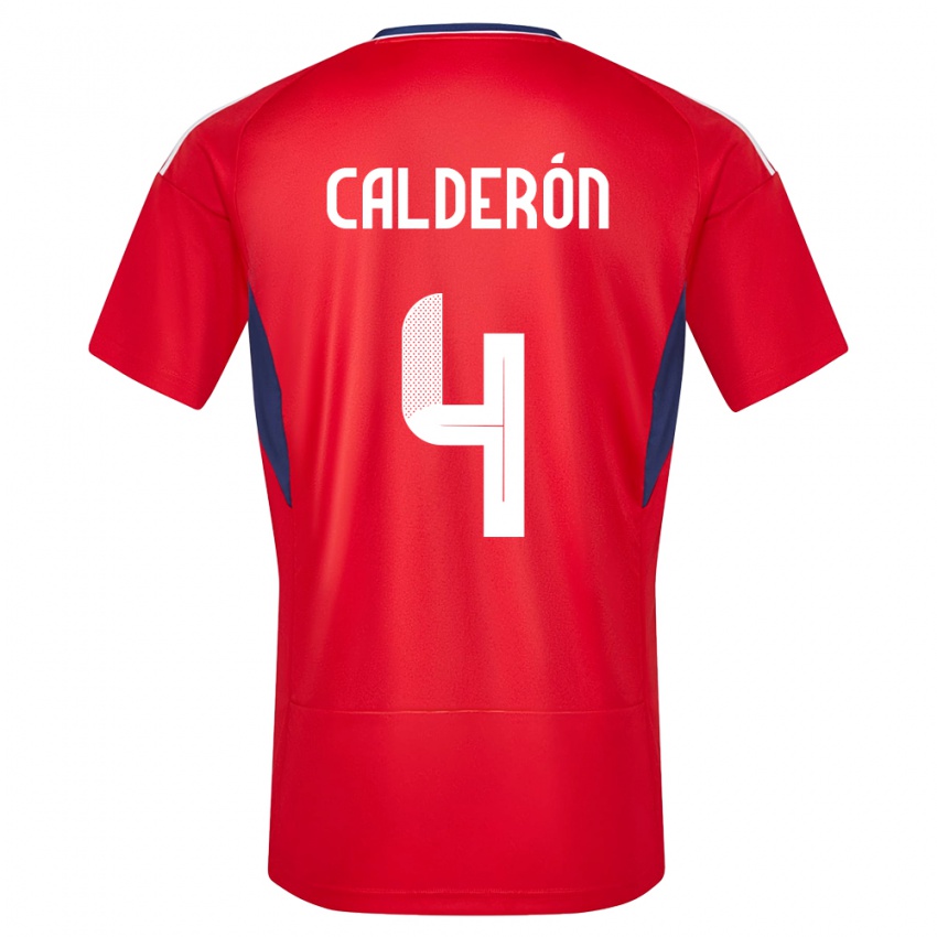 Dame Costa Rica Brandon Calderon #4 Rød Hjemmetrøye Drakt Trøye 24-26 Skjorter T-Skjorte