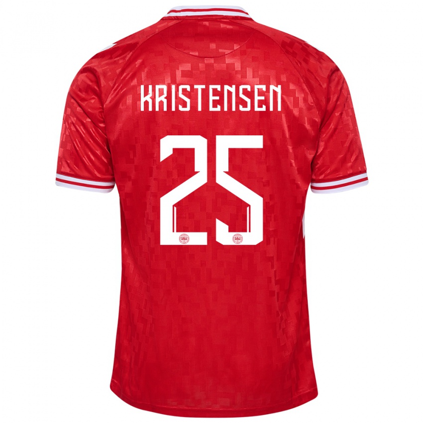 Dame Danmark Rasmus Kristensen #25 Rød Hjemmetrøye Drakt Trøye 24-26 Skjorter T-Skjorte