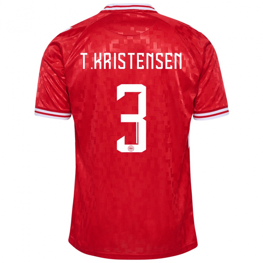 Dame Danmark Thomas Kristensen #3 Rød Hjemmetrøye Drakt Trøye 24-26 Skjorter T-Skjorte