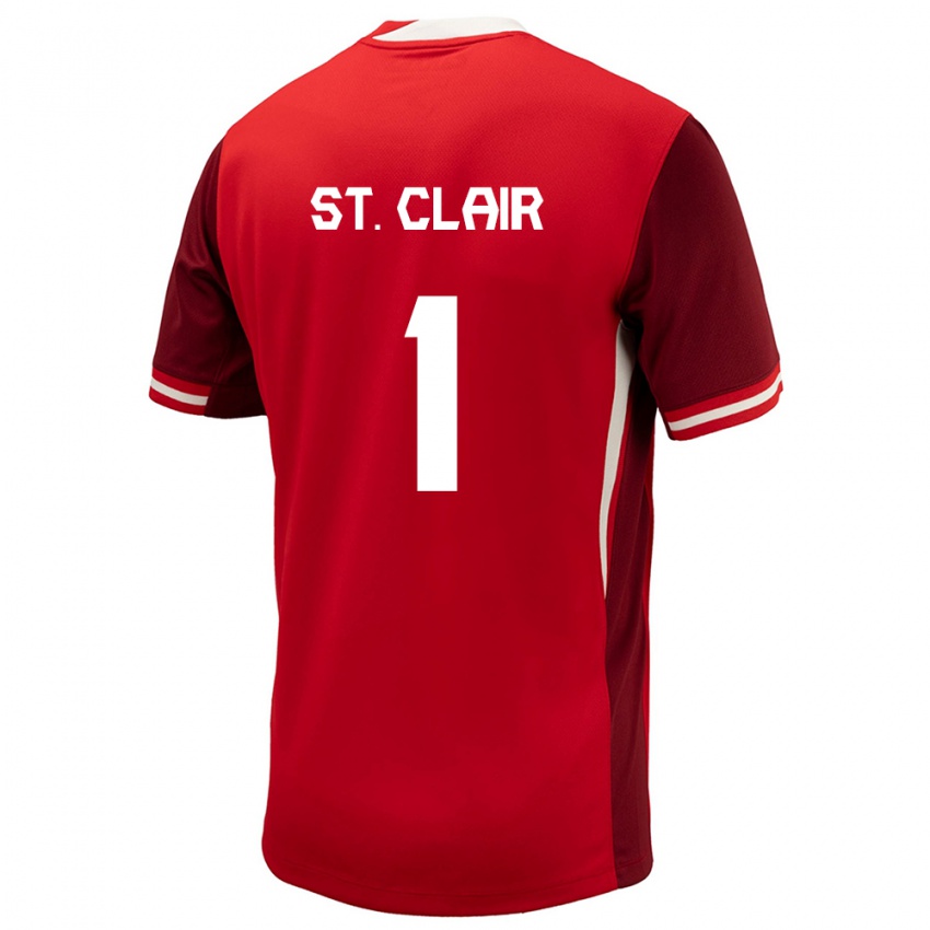 Dame Canada Dayne St Clair #1 Rød Hjemmetrøye Drakt Trøye 24-26 Skjorter T-Skjorte