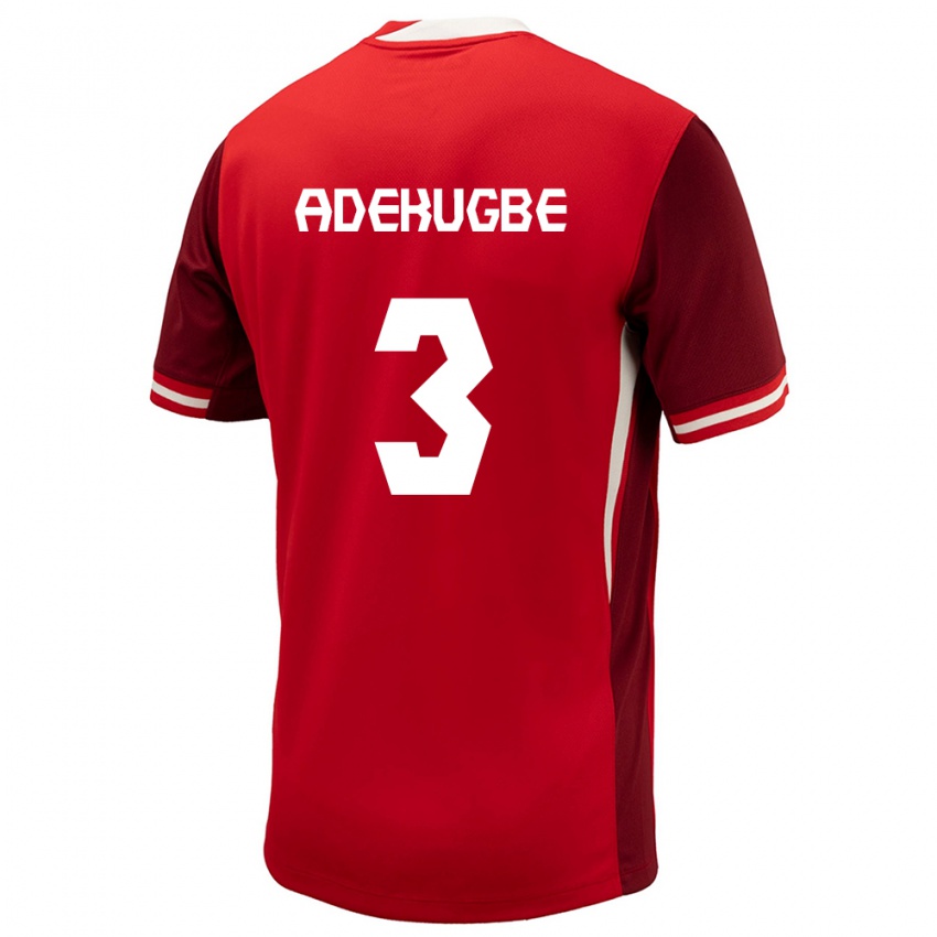Dame Canada Samuel Adekugbe #3 Rød Hjemmetrøye Drakt Trøye 24-26 Skjorter T-Skjorte