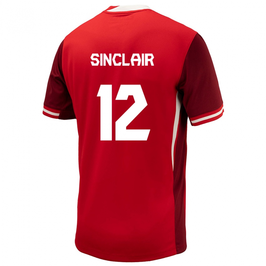 Dame Canada Christine Sinclair #12 Rød Hjemmetrøye Drakt Trøye 24-26 Skjorter T-Skjorte