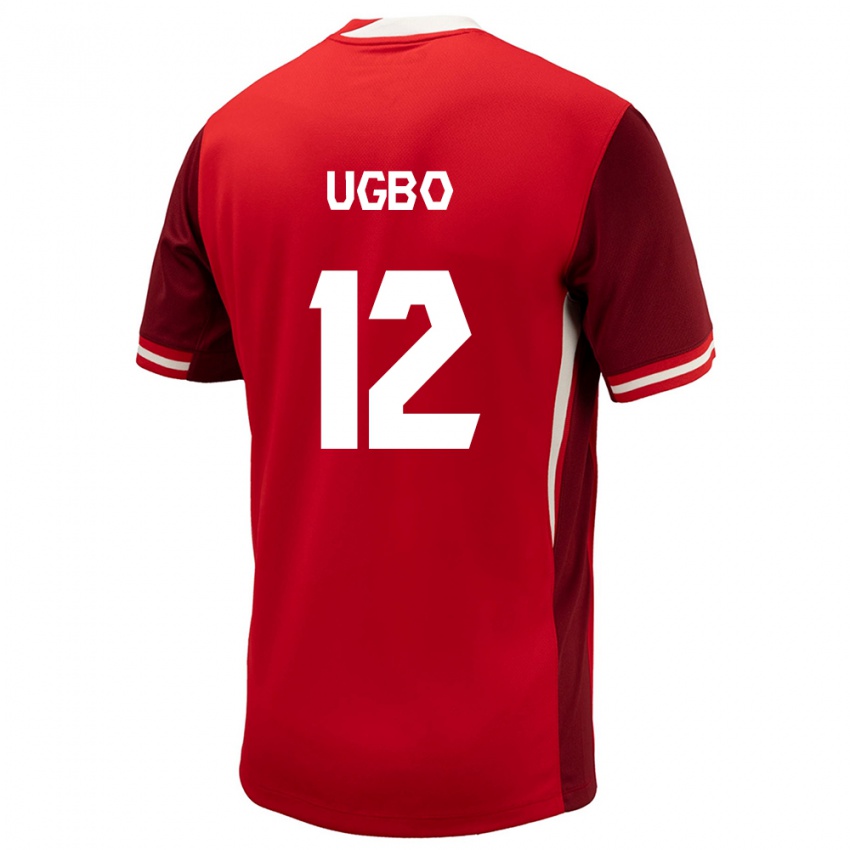 Dame Canada Ike Ugbo #12 Rød Hjemmetrøye Drakt Trøye 24-26 Skjorter T-Skjorte