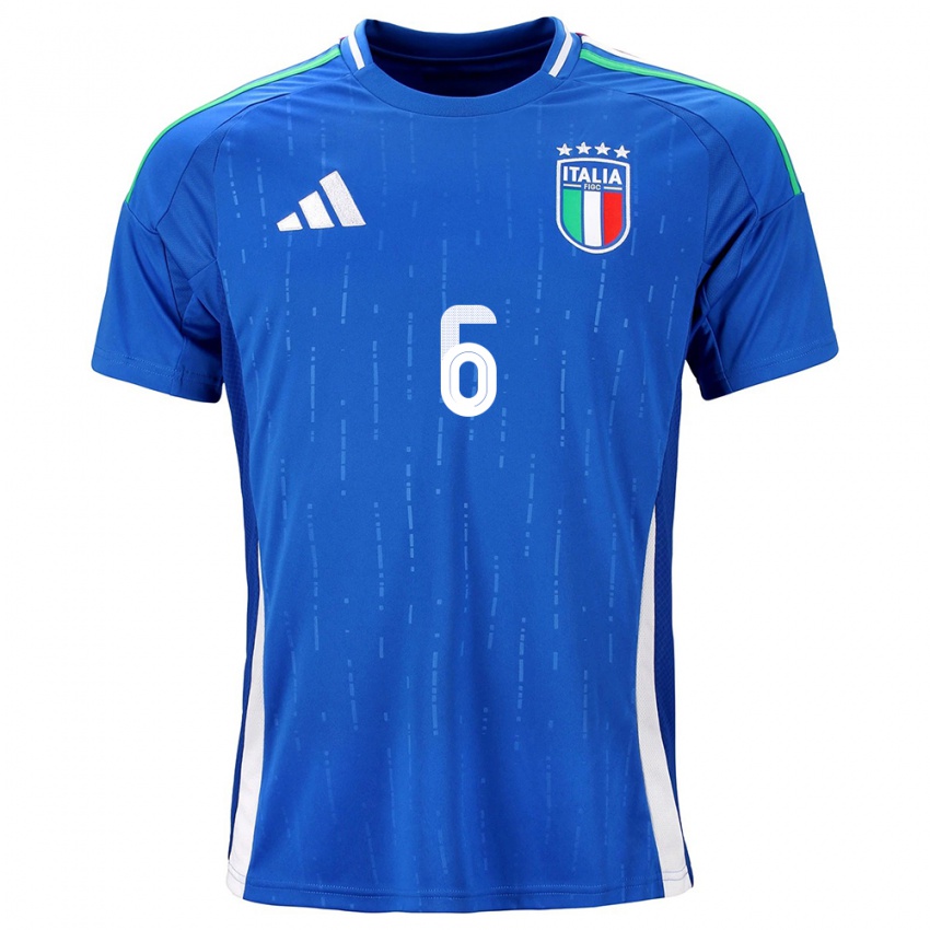 Dame Italia Alessandro Buongiorno #6 Blå Hjemmetrøye Drakt Trøye 24-26 Skjorter T-Skjorte