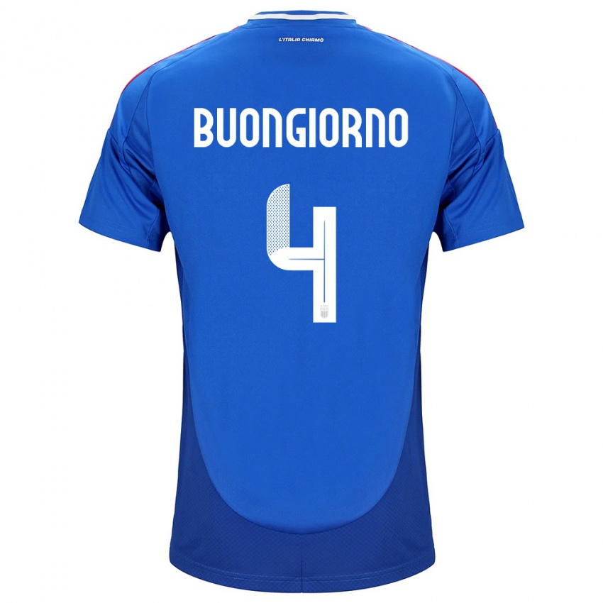 Dame Italia Alessandro Buongiorno #4 Blå Hjemmetrøye Drakt Trøye 24-26 Skjorter T-Skjorte