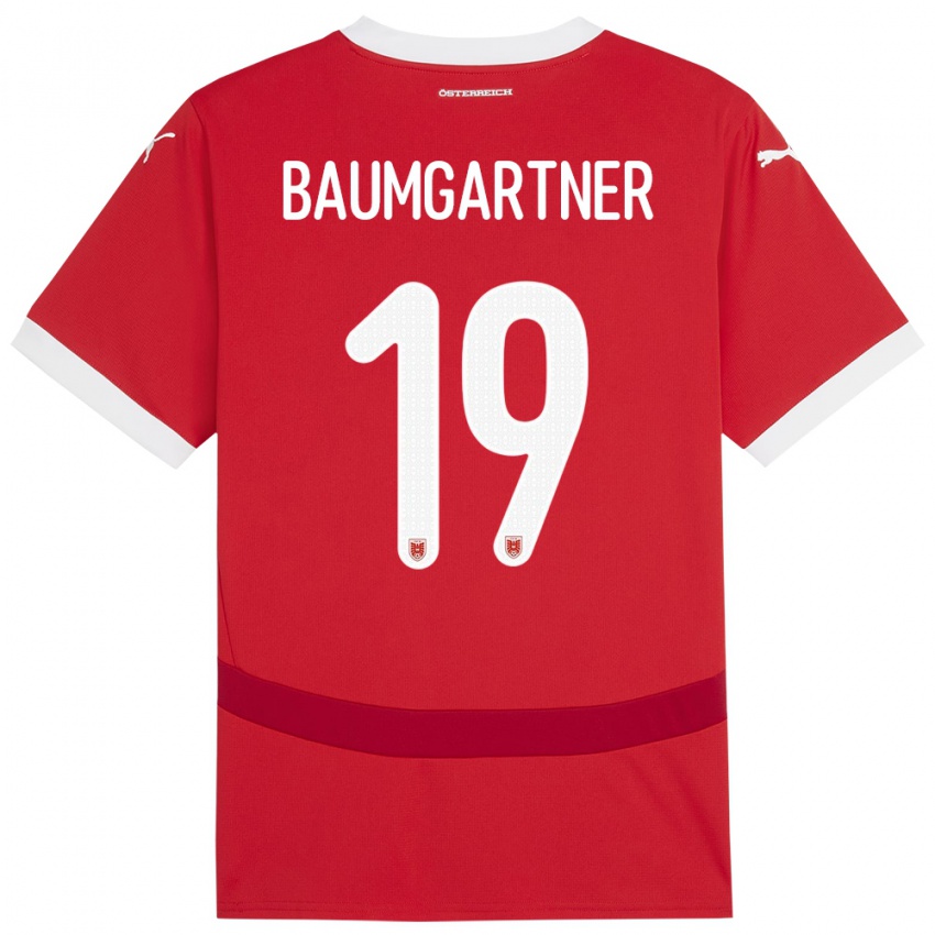 Dame Østerrike Christoph Baumgartner #19 Rød Hjemmetrøye Drakt Trøye 24-26 Skjorter T-Skjorte