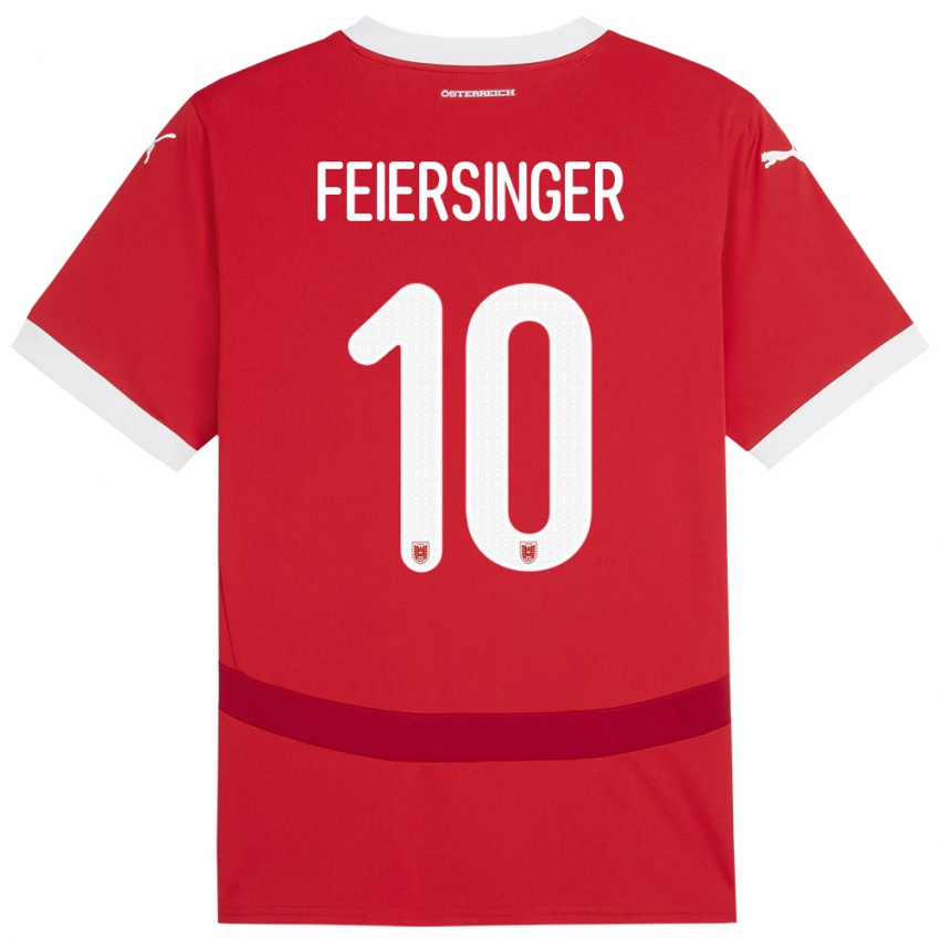 Dame Østerrike Laura Feiersinger #10 Rød Hjemmetrøye Drakt Trøye 24-26 Skjorter T-Skjorte