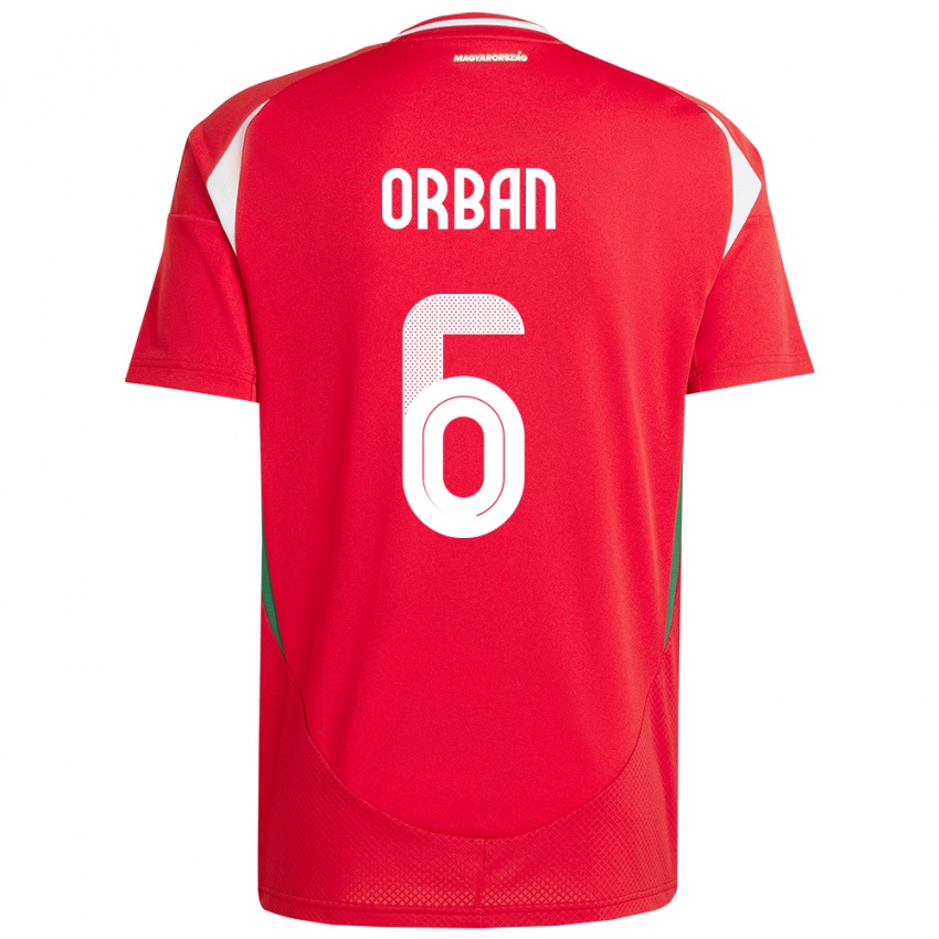 Dame Ungarn Willi Orbán #6 Rød Hjemmetrøye Drakt Trøye 24-26 Skjorter T-Skjorte