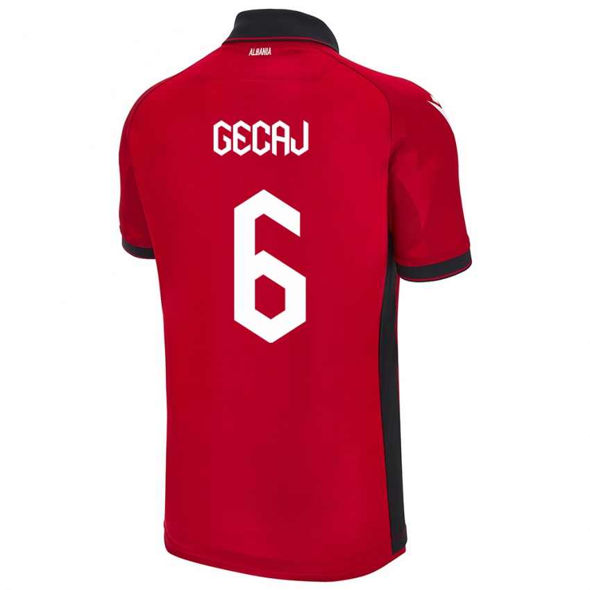 Dame Albania Kris Gecaj #6 Rød Hjemmetrøye Drakt Trøye 24-26 Skjorter T-Skjorte