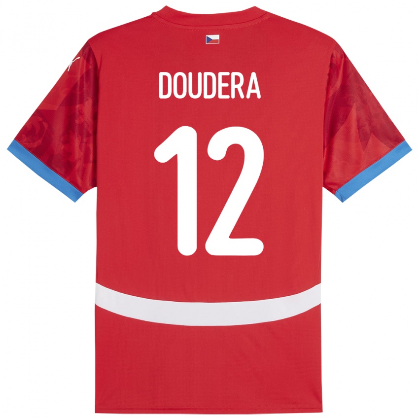 Dame Tsjekkia David Doudera #12 Rød Hjemmetrøye Drakt Trøye 24-26 Skjorter T-Skjorte