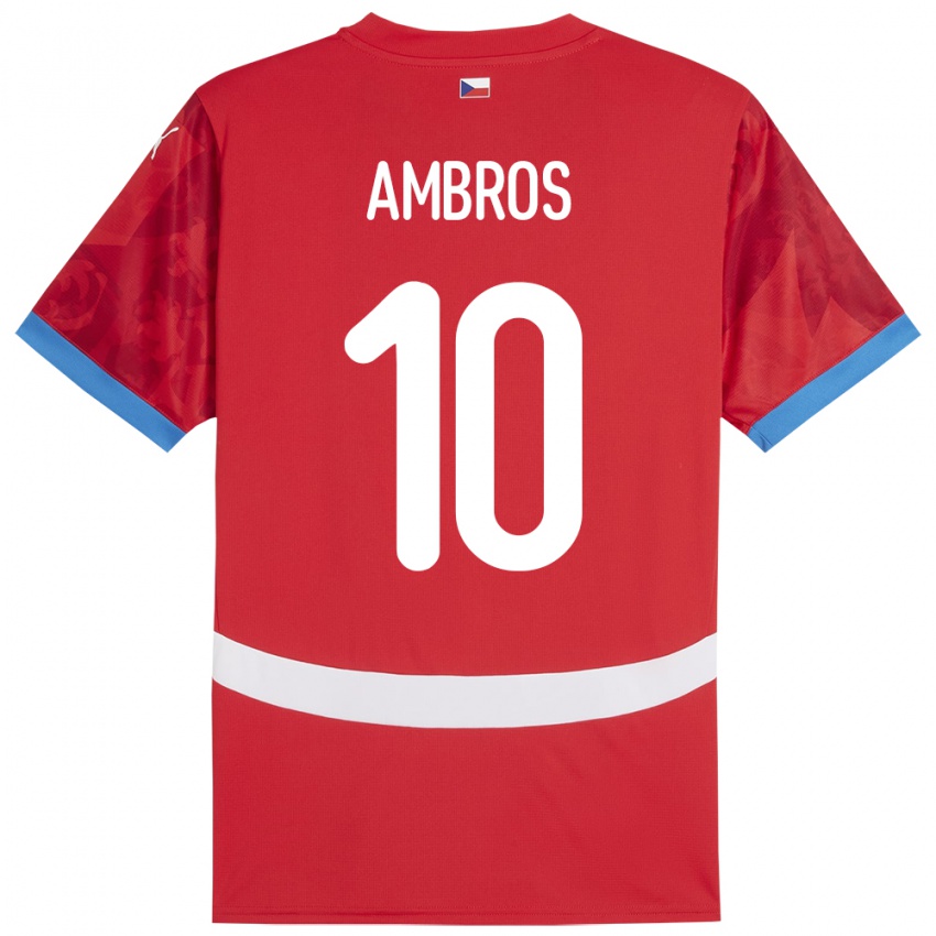 Dame Tsjekkia Lukas Ambros #10 Rød Hjemmetrøye Drakt Trøye 24-26 Skjorter T-Skjorte