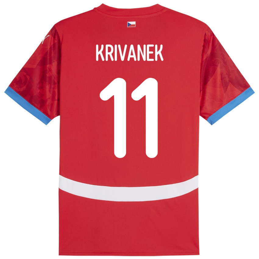 Dame Tsjekkia Jan Krivanek #11 Rød Hjemmetrøye Drakt Trøye 24-26 Skjorter T-Skjorte