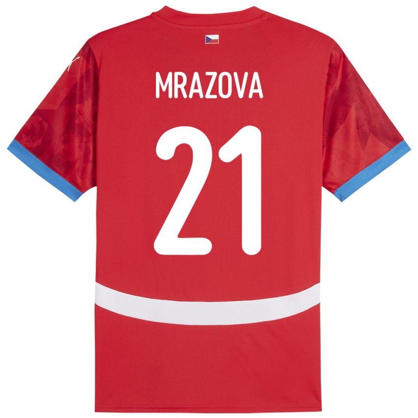 Dame Tsjekkia Miroslava Mrázová #21 Rød Hjemmetrøye Drakt Trøye 24-26 Skjorter T-Skjorte
