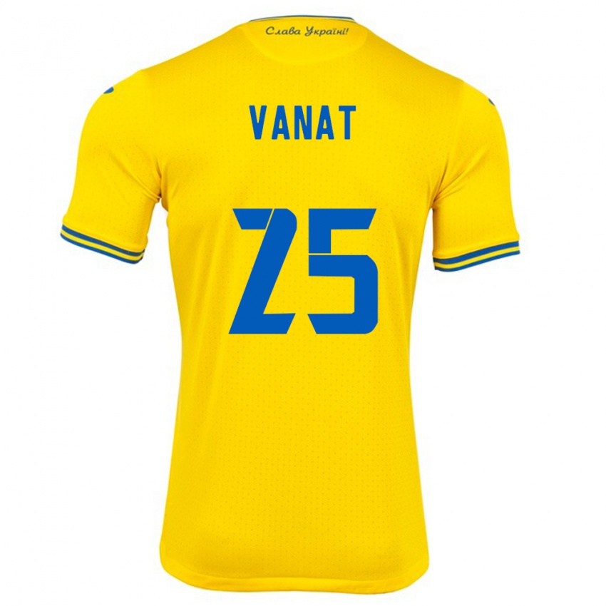 Dame Ukraina Vladyslav Vanat #25 Gul Hjemmetrøye Drakt Trøye 24-26 Skjorter T-Skjorte