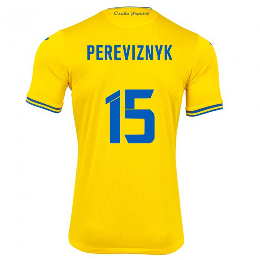 Dame Ukraina Khrystyna Pereviznyk #15 Gul Hjemmetrøye Drakt Trøye 24-26 Skjorter T-Skjorte