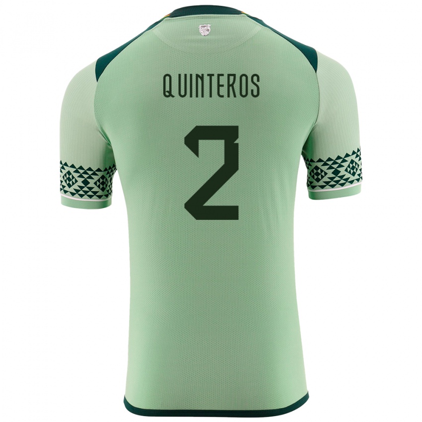 Dame Bolivia Jairo Quinteros #2 Lysegrønn Hjemmetrøye Drakt Trøye 24-26 Skjorter T-Skjorte
