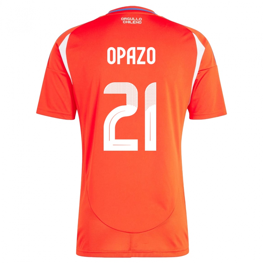 Dame Chile Diego Opazo #21 Rød Hjemmetrøye Drakt Trøye 24-26 Skjorter T-Skjorte