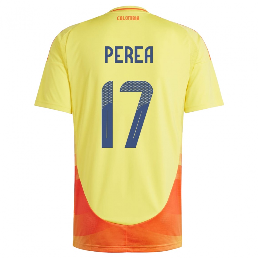 Dame Colombia Óscar Perea #17 Gul Hjemmetrøye Drakt Trøye 24-26 Skjorter T-Skjorte