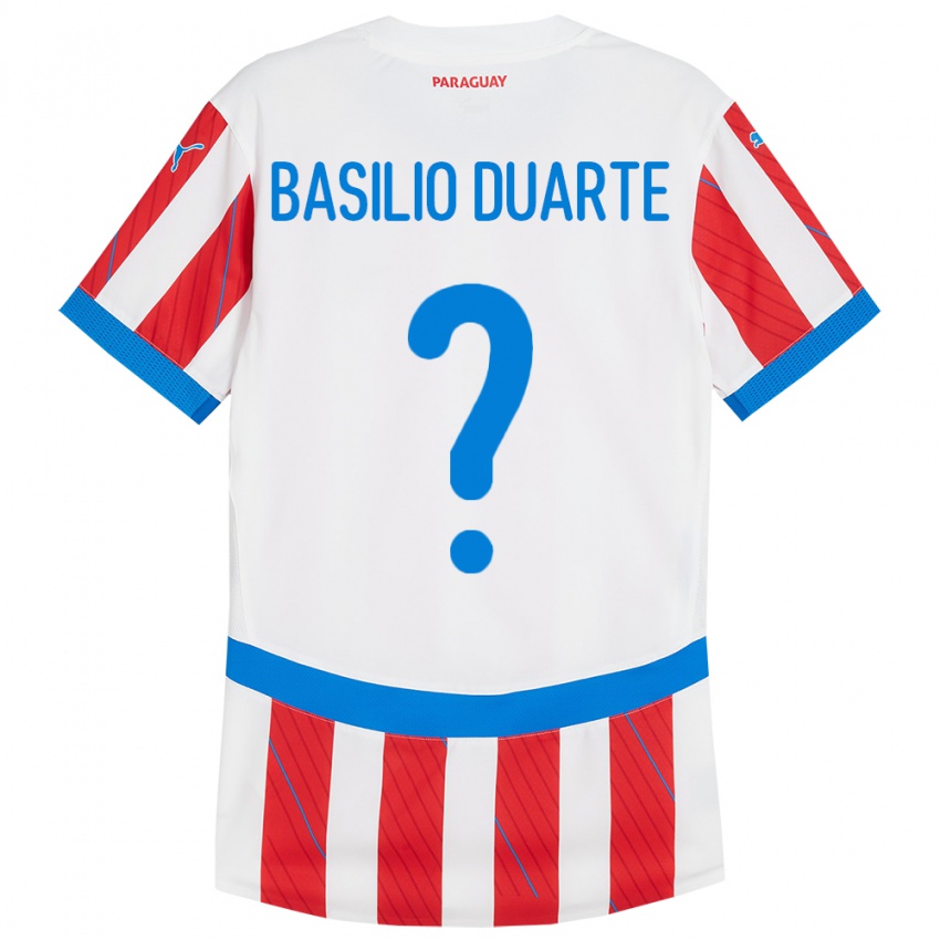 Dame Paraguay Basilio Duarte #0 Hvit Rød Hjemmetrøye Drakt Trøye 24-26 Skjorter T-Skjorte