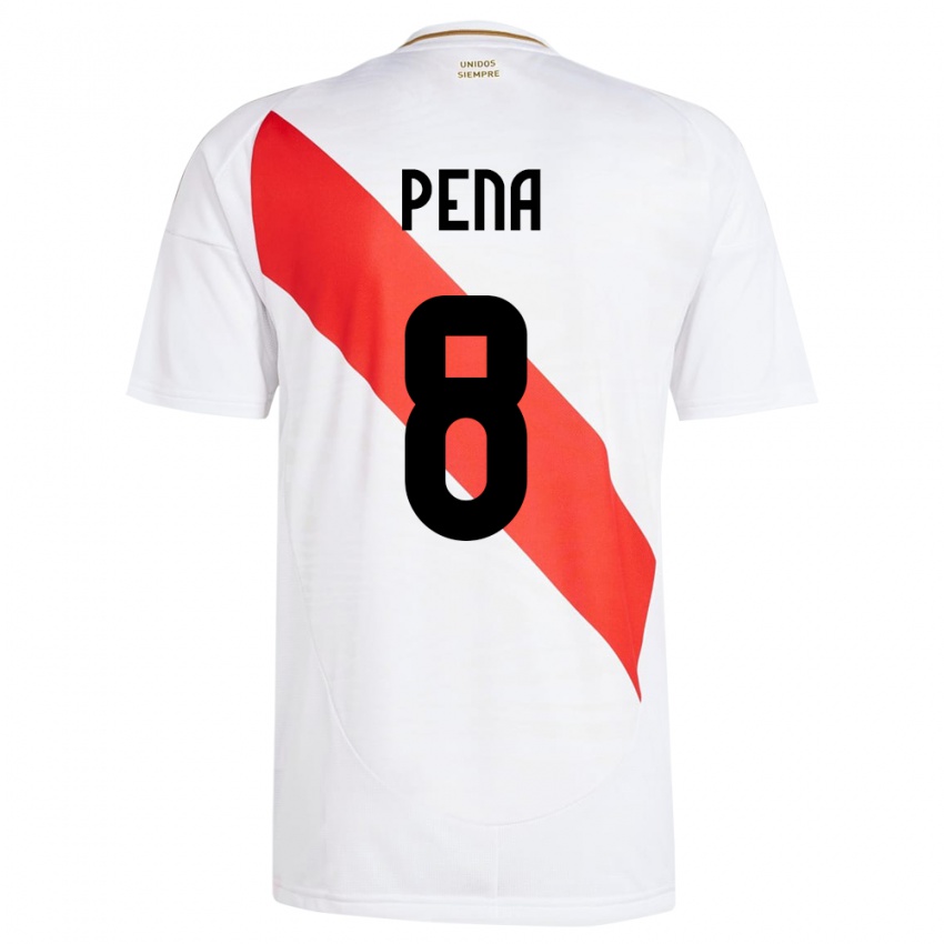 Dame Peru Sergio Peña #8 Hvit Hjemmetrøye Drakt Trøye 24-26 Skjorter T-Skjorte