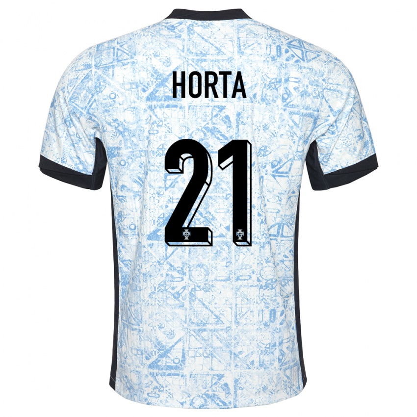 Dame Portugal Ricardo Horta #21 Kremblå Bortetrøye Drakt Trøye 24-26 Skjorter T-Skjorte