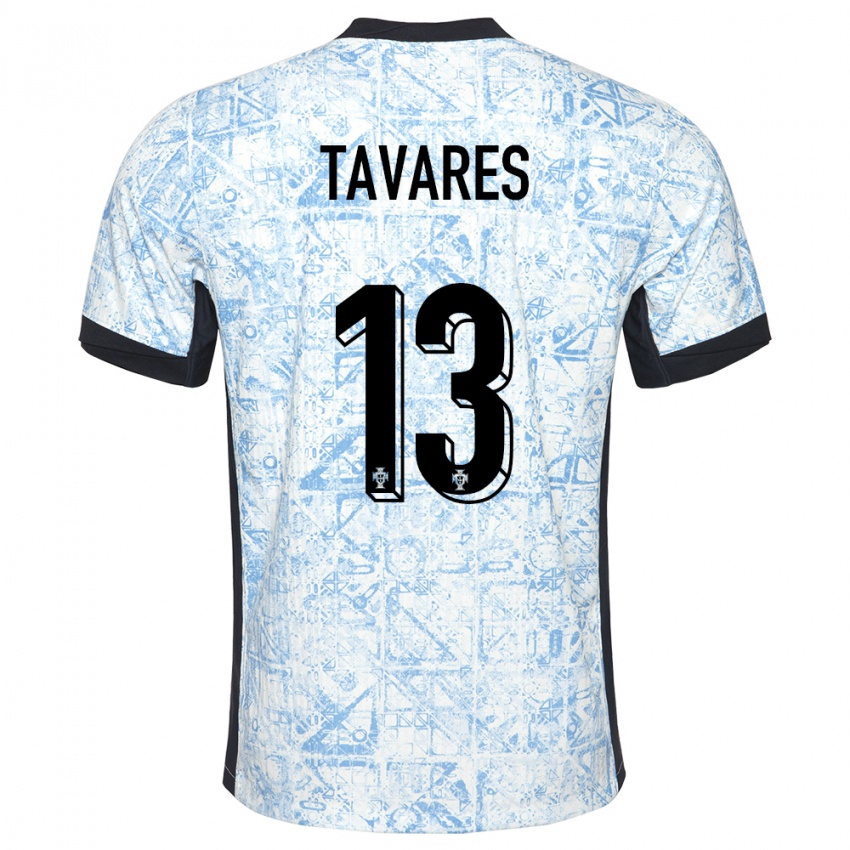 Dame Portugal Nuno Tavares #13 Kremblå Bortetrøye Drakt Trøye 24-26 Skjorter T-Skjorte