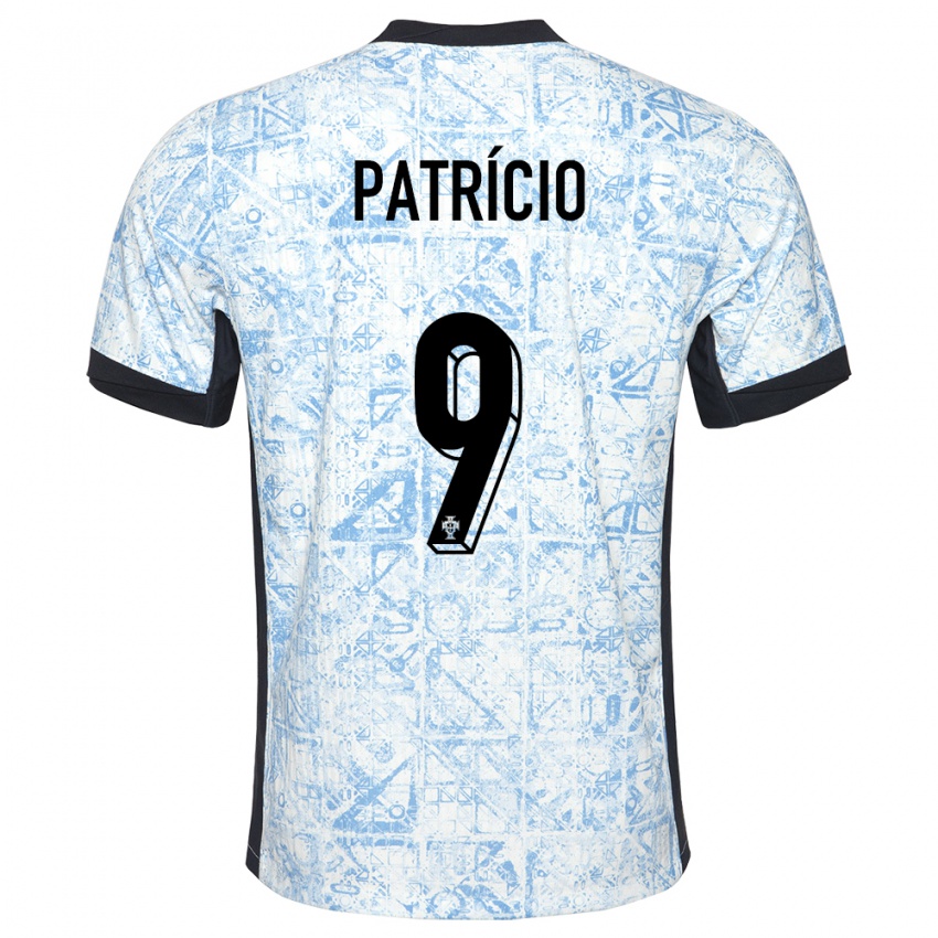 Dame Portugal Nuno Patricio #9 Kremblå Bortetrøye Drakt Trøye 24-26 Skjorter T-Skjorte