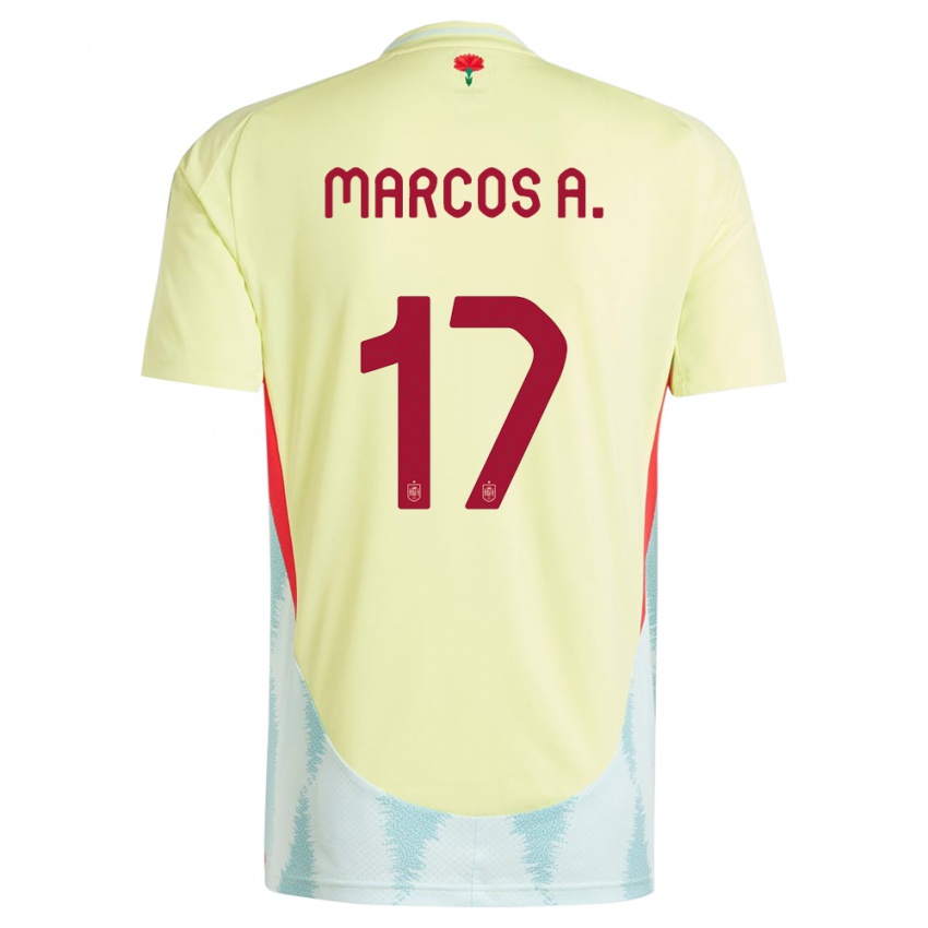 Dame Spania Marcos Alonso #17 Gul Bortetrøye Drakt Trøye 24-26 Skjorter T-Skjorte