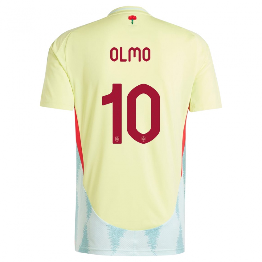Dame Spania Dani Olmo #10 Gul Bortetrøye Drakt Trøye 24-26 Skjorter T-Skjorte