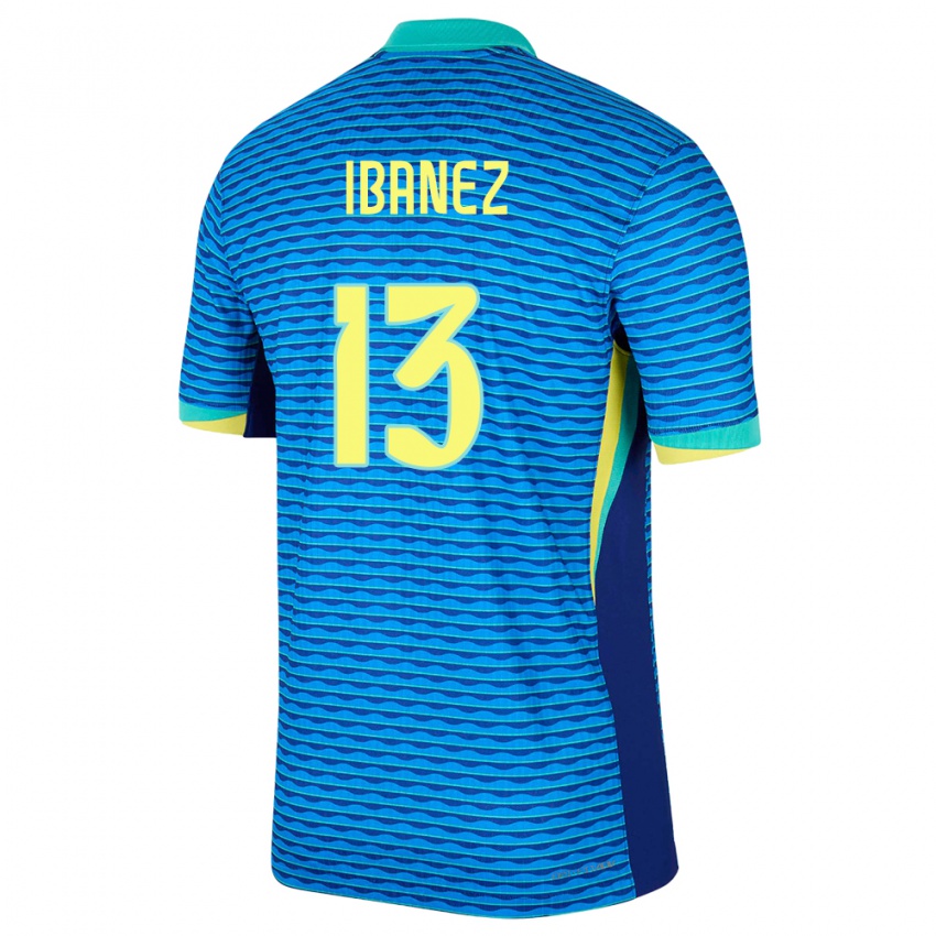 Dame Brasil Roger Ibanez #13 Blå Bortetrøye Drakt Trøye 24-26 Skjorter T-Skjorte