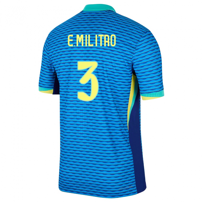Dame Brasil Eder Militao #3 Blå Bortetrøye Drakt Trøye 24-26 Skjorter T-Skjorte